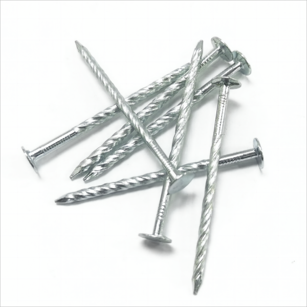 Galvanized large flat head,spiraling screw shank, diamond point iron clout nail screw nails BWG11X2-1/2” 3.0X63MM