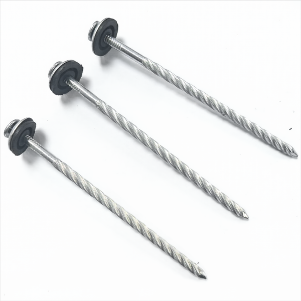 Galvanized screw roofing nails with umbrella washer 4x115mm